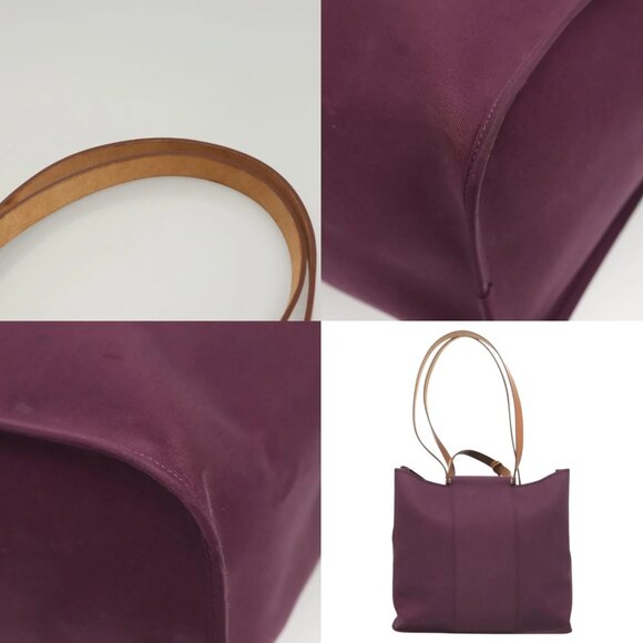 HERMES Cabak GM Tote Bag Canvas Purple Silver Auth bs26280 - Picture 13 of 15